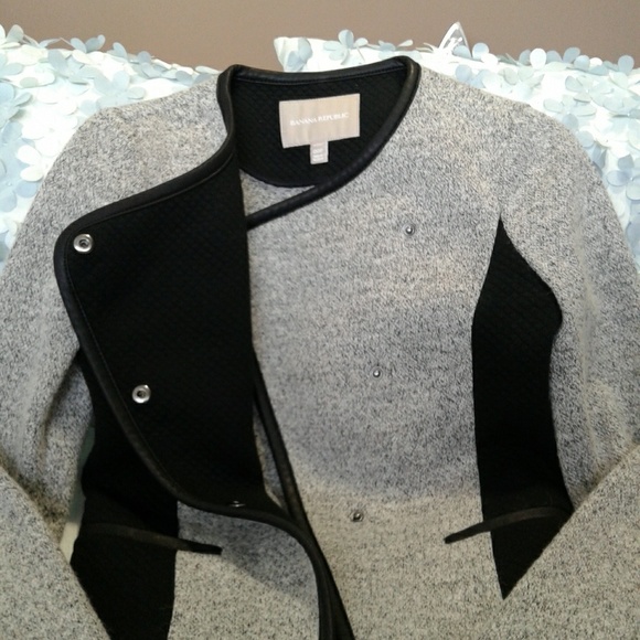Asymmetrical leather trim jacket - Picture 3 of 4